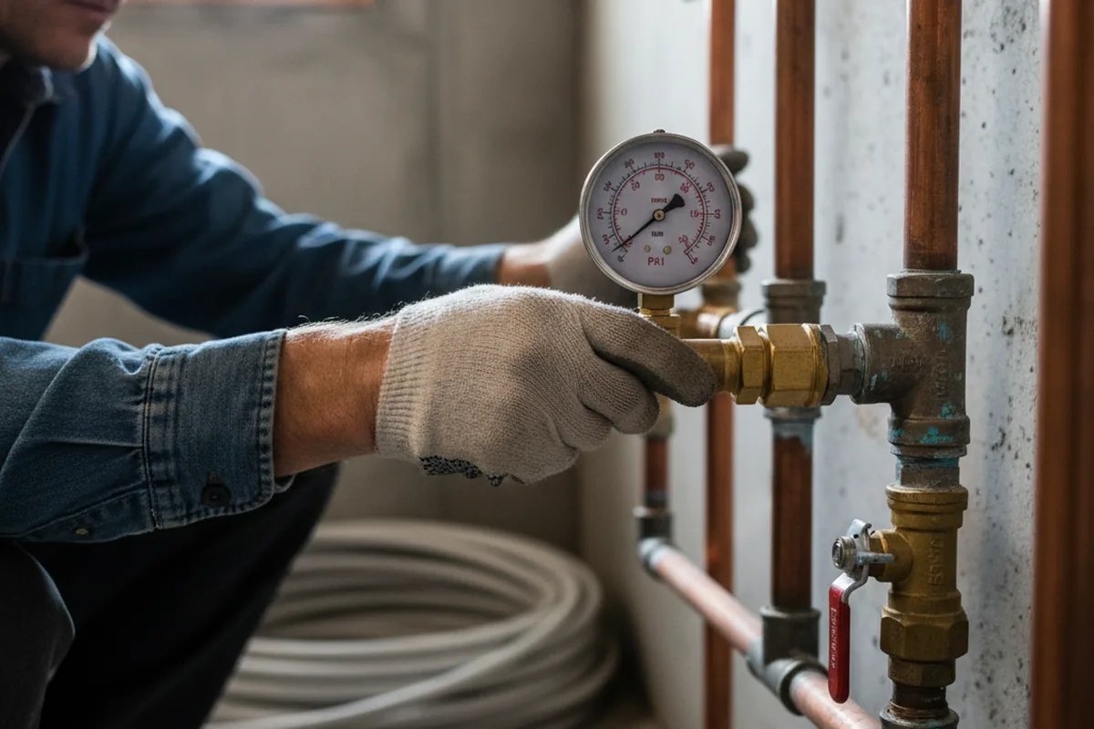 Pressure testing a repaired line during Water Line Repair in Auburndale